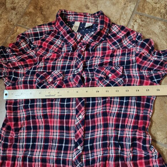 Route 66 Plaid Button-Up Shirt – Juniors Small, Long Sleeve, Roll Tab - Picture 6 of 8